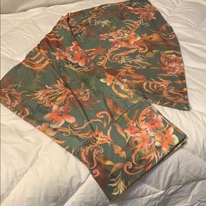 ✔️LuLaRoe Maxi Skirt, Sage Green w/Coral Floral Print, EUC, NWT